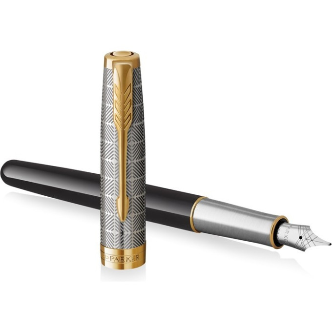 Ручка перьевая PARKER SONNET PREMIUM F537 METAL BLACK GT F золото 18K 2119784
